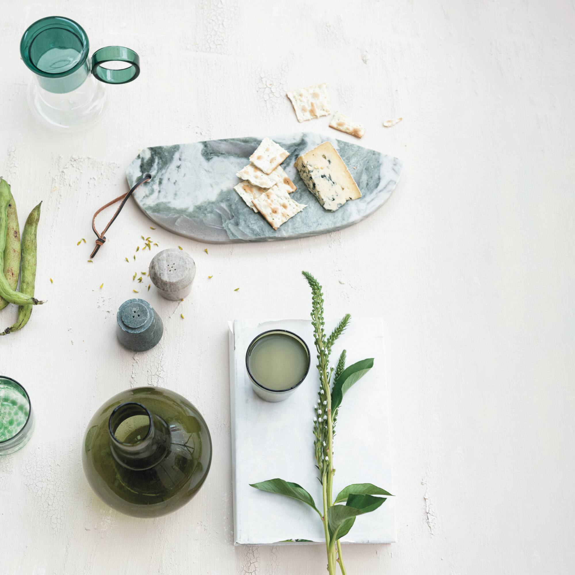 Hello Honey® 15" Green Mélange Marble Organic Shaped Board